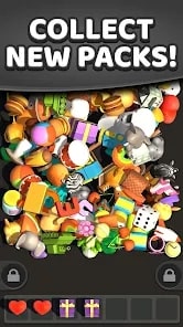 collecting packs feature in Match Tile 3D, focusing on in-game rewards and packs